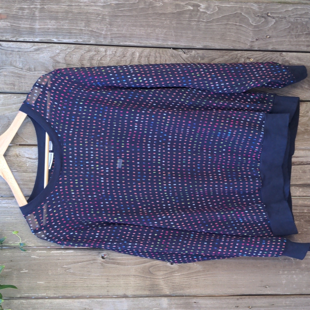 Liz Claiborne Sheer Multicolored Pullover Blouse Womens Size XL Long Slv
